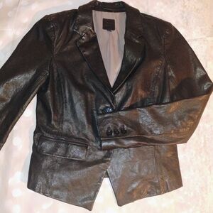GAP Women's Black Blazer Jacket Vegan Leather